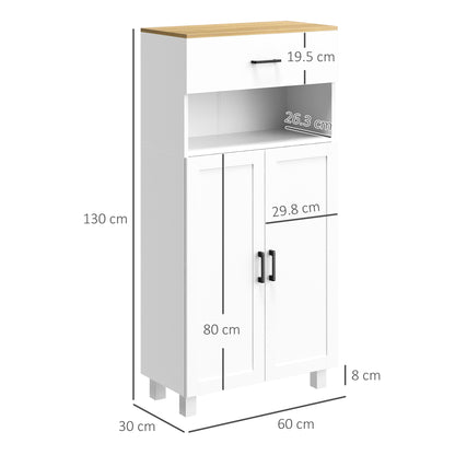 HOMCOM Sideboard, Nordic Storage Cabinet with Drawer, Doors and Open Countertop, Freestanding Kitchen Cupboard for Living Room, Dining Room, 130cm, White