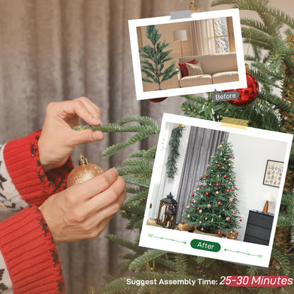 HOMCOM 7 ft Full Spruce Christmas Tree with Realistic Dense Tips, Easy Assembly - Green