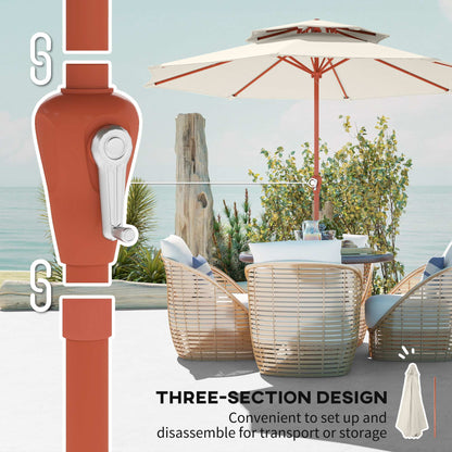 Outsunny 2.7 m Garden Parasol with Double Top Outdoor Market Table Umbrella with Crank System, Cream White--ChewyGames-ChewyGames