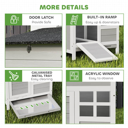 PawHut Wooden Chicken Coop with Pull-Out Tray Nesting Box for 1-2 Chickens