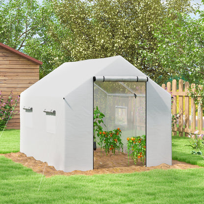 Outsunny Polyethylene Walk-in Polytunnel Greenhouse with Roll-up door and UV-resistant plastic cover, 2 x 3(m), White