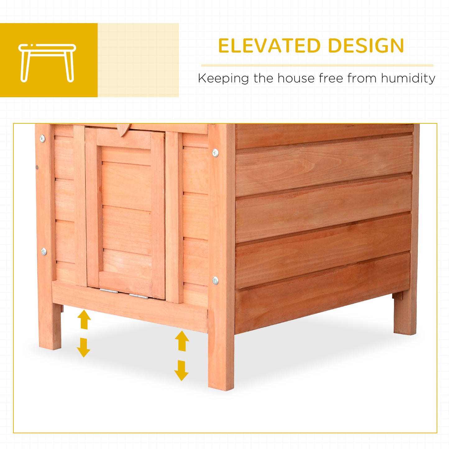 PawHut Wooden Rabbit Hutch Outdoor, Guinea Pig Hutch, Rabbit Hideaway, Cat House, Bunny Cage Small Animal House with Openable Roof, 51 x 42 x 43 cm, Natural