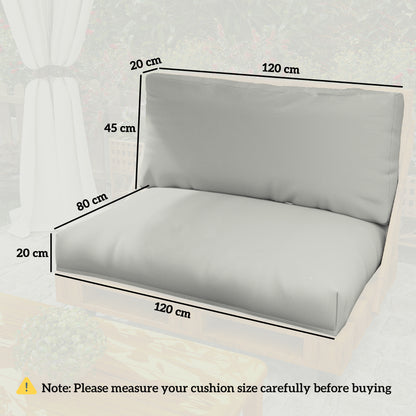 Outsunny Two Piece Seat Pallet and Back Cushions - Light Grey