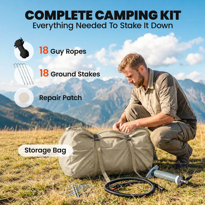 Outsunny Inflatable Tents Waterproof Glamping Tent with Stove Jack for 6-8 Person