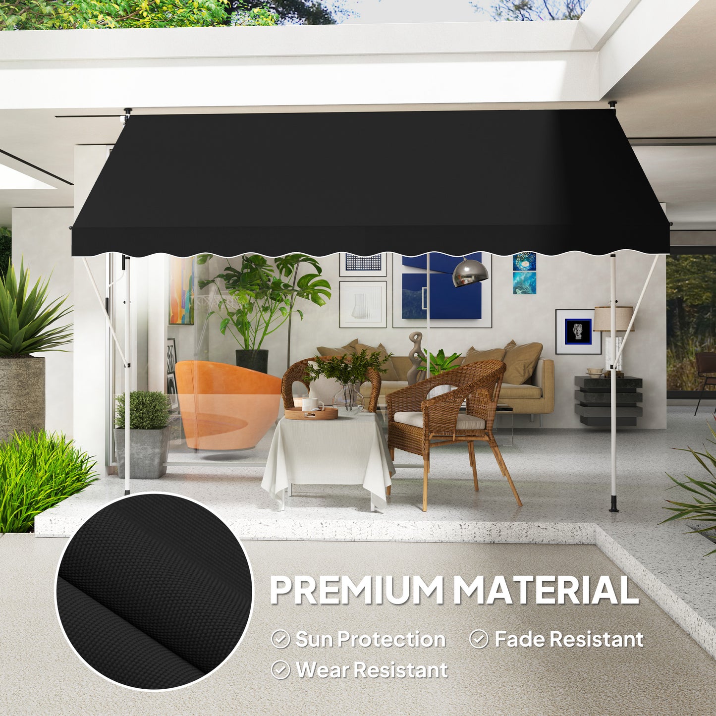 Outsunny 3x1.5m  Adjustable Outdoor Aluminium Frame Awning Black