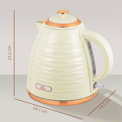 HOMCOM 3kW Rapid Boil Honeycomb Kettle - Cream White