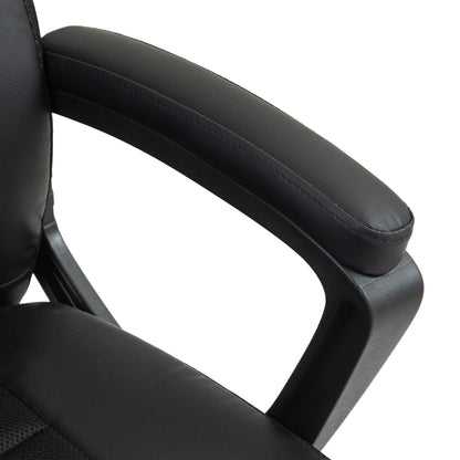 HOMCOM Faux Leather Office Chair with Tilt and PU Castors - Black