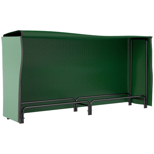 Outsunny Firewood Rack with Waterproof Cover, Heavy Duty Metal Log Store Indoors, Log Storage Holder for Outdoor Indoor Fireplace, 200 x 36 x 99 cm, Dark Green