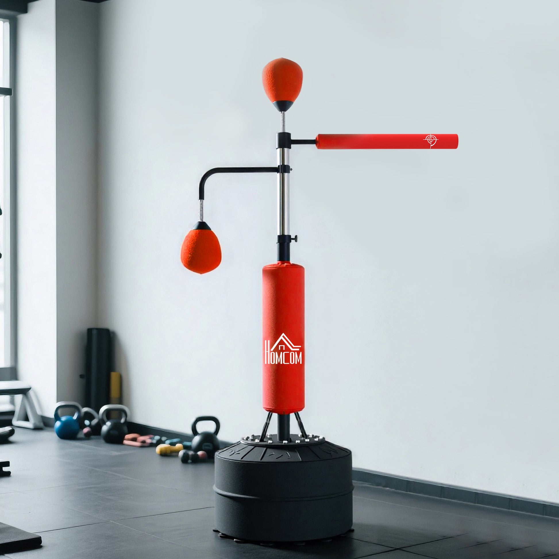 HOMCOM 4-in-1 Boxing Punching Bag, Freestanding with 2 Speed Bals, 360° Reflex Bar, 160-230cm Adjustable Height, Red--ChewyGames-ChewyGames
