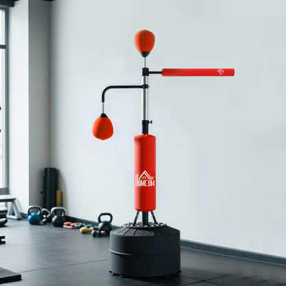 HOMCOM 4-in-1 Boxing Punching Bag, Freestanding with 2 Speed Bals, 360° Reflex Bar, 160-230cm Adjustable Height, Red--ChewyGames-ChewyGames