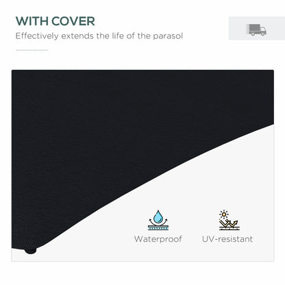 Outsunny 3(m) Solar LED Cantilever Parasol - Black