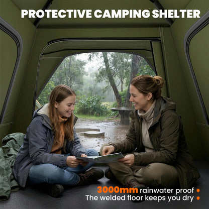 Outsunny Pop Up Tent 3000mm Waterproof Camping Tents with Mesh Windows 2-3 People Green