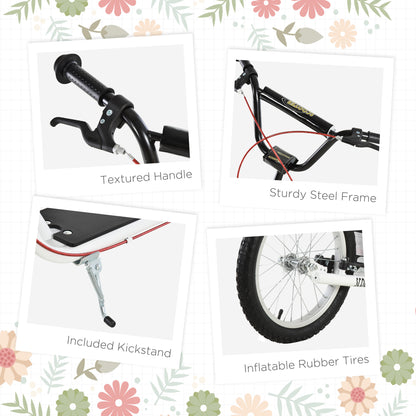 HOMCOM Kick Scooters for Kids with Adjustable Height, Anti-Slip Deck, Dual Brakes, Rubber Tyres, for Boys and Girls Aged 5+ Years Old - White