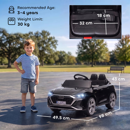 AIYAPLAY Audi Q8 etron Sportback Licensed Ride on Car with Remote Control, Four-Wheel Suspension, Soft Start for Ages 3-4, Black