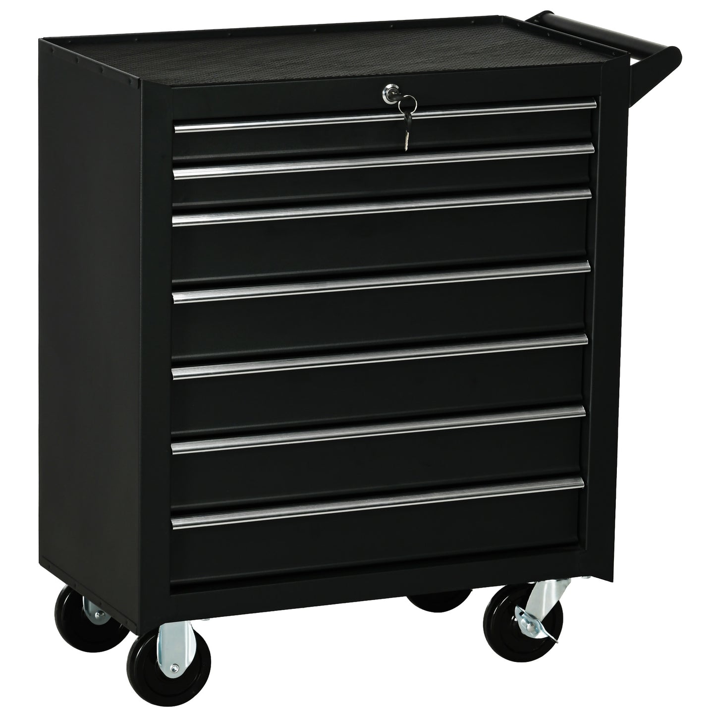 DURHAND 7-Drawer Tool Box on Wheels, Lockable Tool Cabinet with EVA Pat & Ball Bearing, Matte Black--ChewyGames-ChewyGames