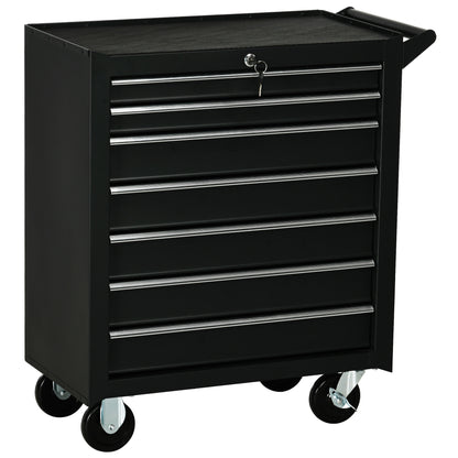 DURHAND 7-Drawer Tool Box on Wheels, Lockable Tool Cabinet with EVA Pat & Ball Bearing, Matte Black--ChewyGames-ChewyGames