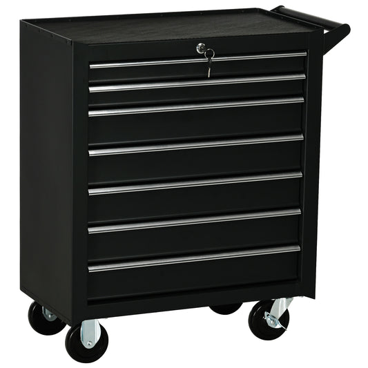 DURHAND 7-Drawer Tool Box on Wheels, Lockable Tool Cabinet with EVA Pat & Ball Bearing, Matte Black--ChewyGames-ChewyGames