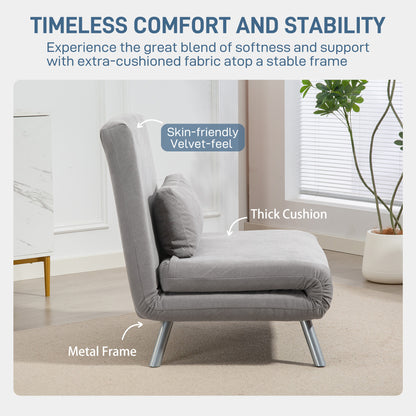 HOMCOM Single Snow Flannel Chair Bed - Grey