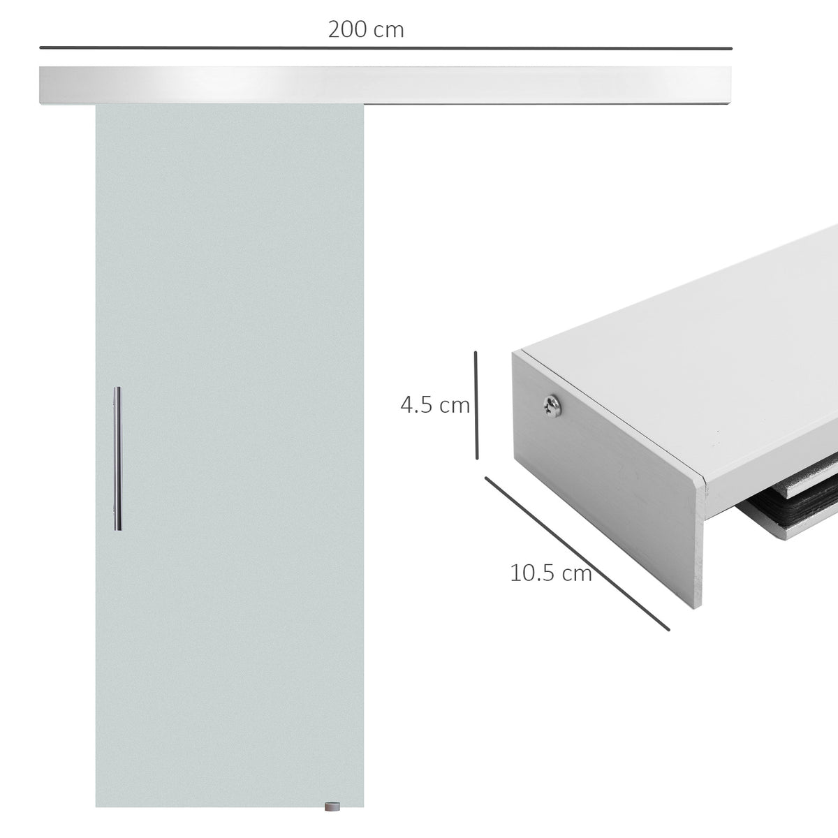 HOMCOM 90cm Modern Sliding Door Set Kit w/ Frosted Glass Door Aluminium Rail Opaque Home Decoration DIY Office Style-Home Doors-ChewyGames-ChewyGames