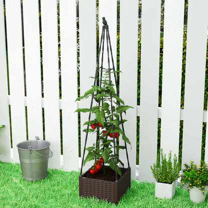 Outsunny Raised Bed for Garden, Raised Garden Bed Planter Box with Trellis, Self Watering, Drainage Holes and Plugs