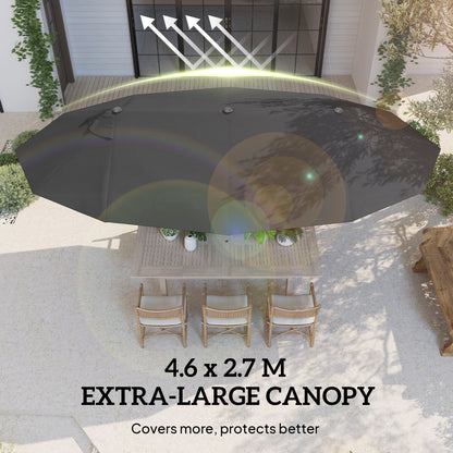 Outsunny 4.6m Double Garden Parasol - Black