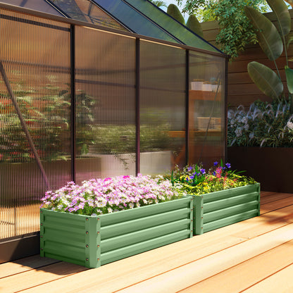Outsunny Set of Two 110 x 50cm Steel Planter Boxes -  Light Green