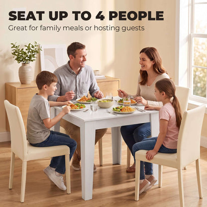 HOMCOM Dining Table for 4, 80L x 80W x 75Hcm, Modern Square Kitchen Table, White