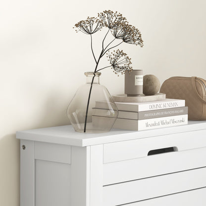 HOMCOM Narrow Shoe Cabinet with 3 Flip Drawers - White