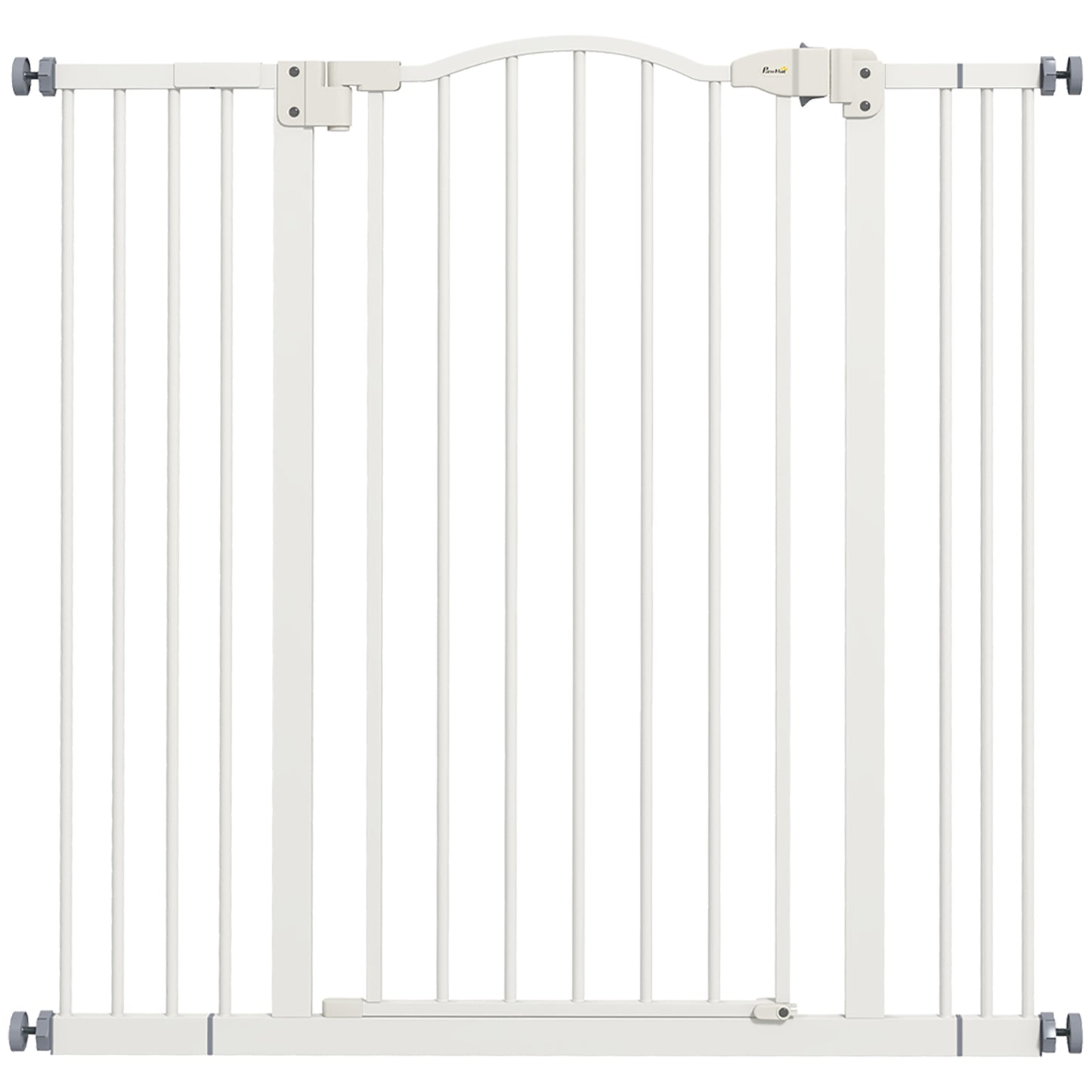 PawHut Pressure Fit Dog Stair Gate No Drilling Safety Gate Auto Close for Doorways, Hallways, 74-100cm Adjustable, 94cm Tall, White