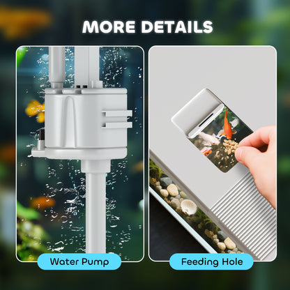 PawHut 26L Glass Fish Tank With Filter System, LED Lights, Water Pump, White