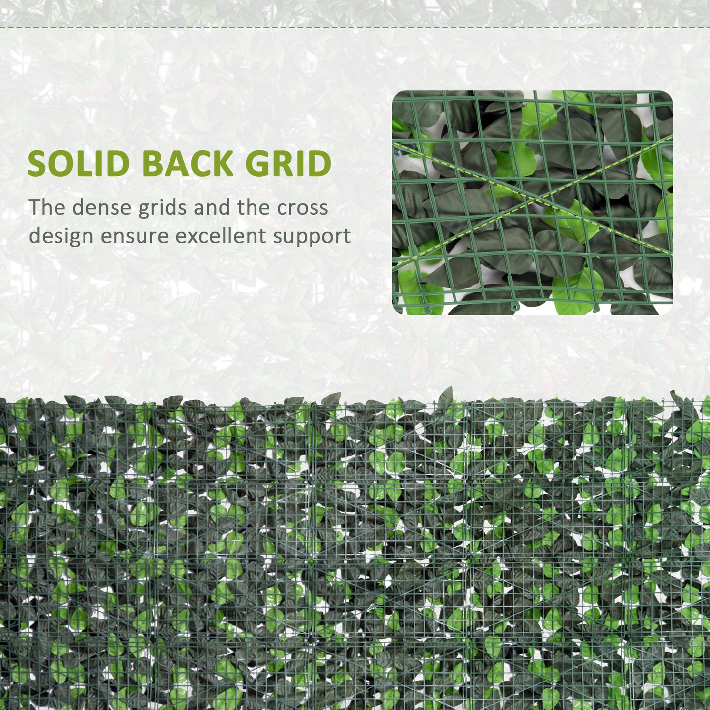 Outsunny Artificial Leaf Hedge Screen Privacy Fence Panel for Garden Outdoor Indoor Decor 3M x 1M Light Green and Dark Green
