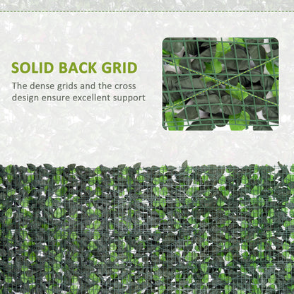 Outsunny Artificial Leaf Hedge Screen Privacy Fence Panel for Garden Outdoor Indoor Decor 3M x 1M Light Green and Dark Green