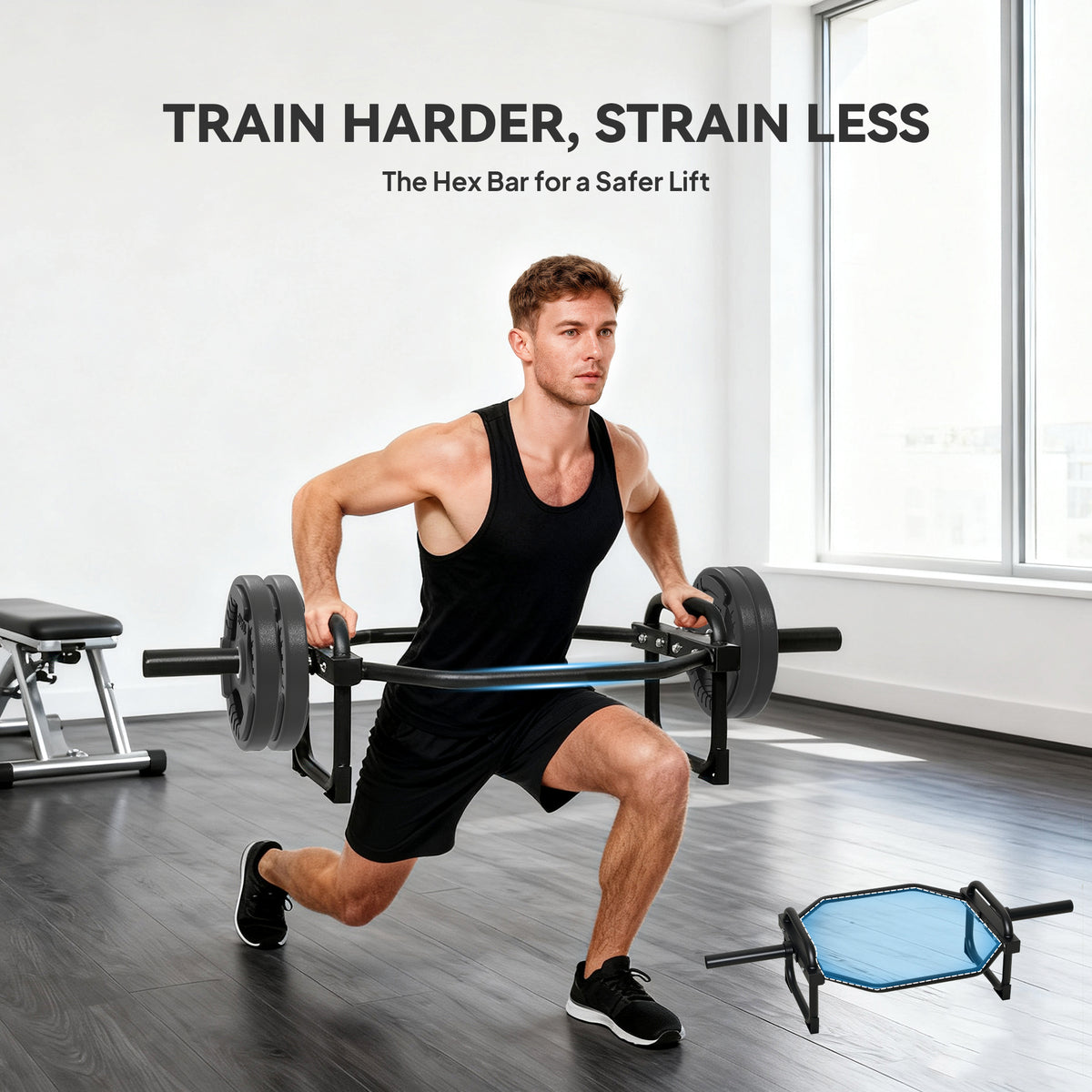 SPORTNOW Olympic Trap Bar, 2" Hex Barbell Bar with 300kg Capacity for Deadlifts, Shrugs, Squats and Farmer Walks