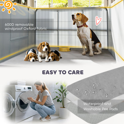 PawHut Seven-Panel Dog Whelping Box, Dog Playpen with Washable Whelping Pads, Wind-Resistant Fabric, for Small and Medium Dogs