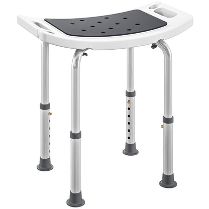 HOMCOM Shower Chair, Adjustable Height Shower Stool with Aluminium Frame and Non-Slip Feet, Bathtub Stool Seat with Padded Seat for Elderly Disabled Handicap, Grey