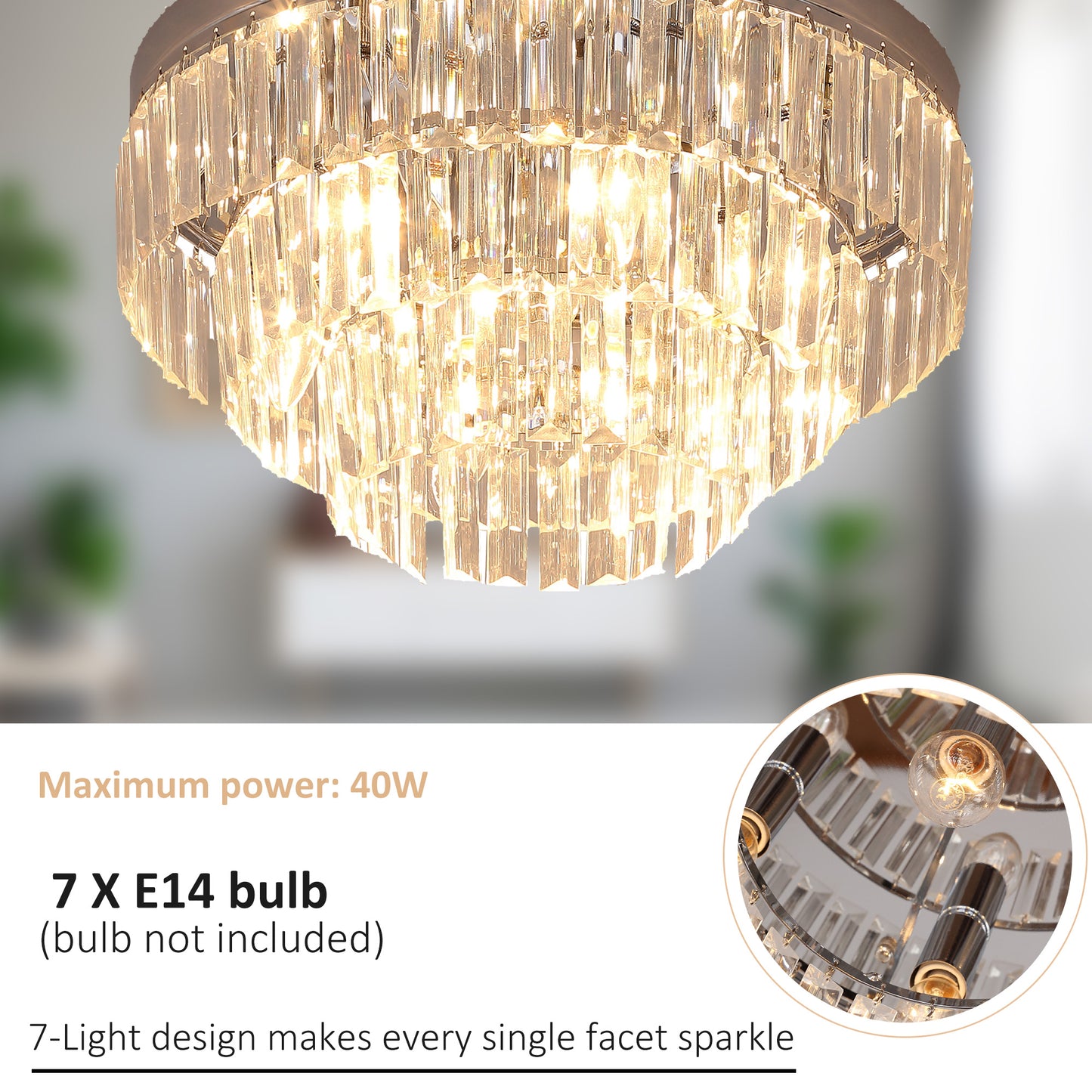 HOMCOM 112 Crystallite Ceiling Chandelier