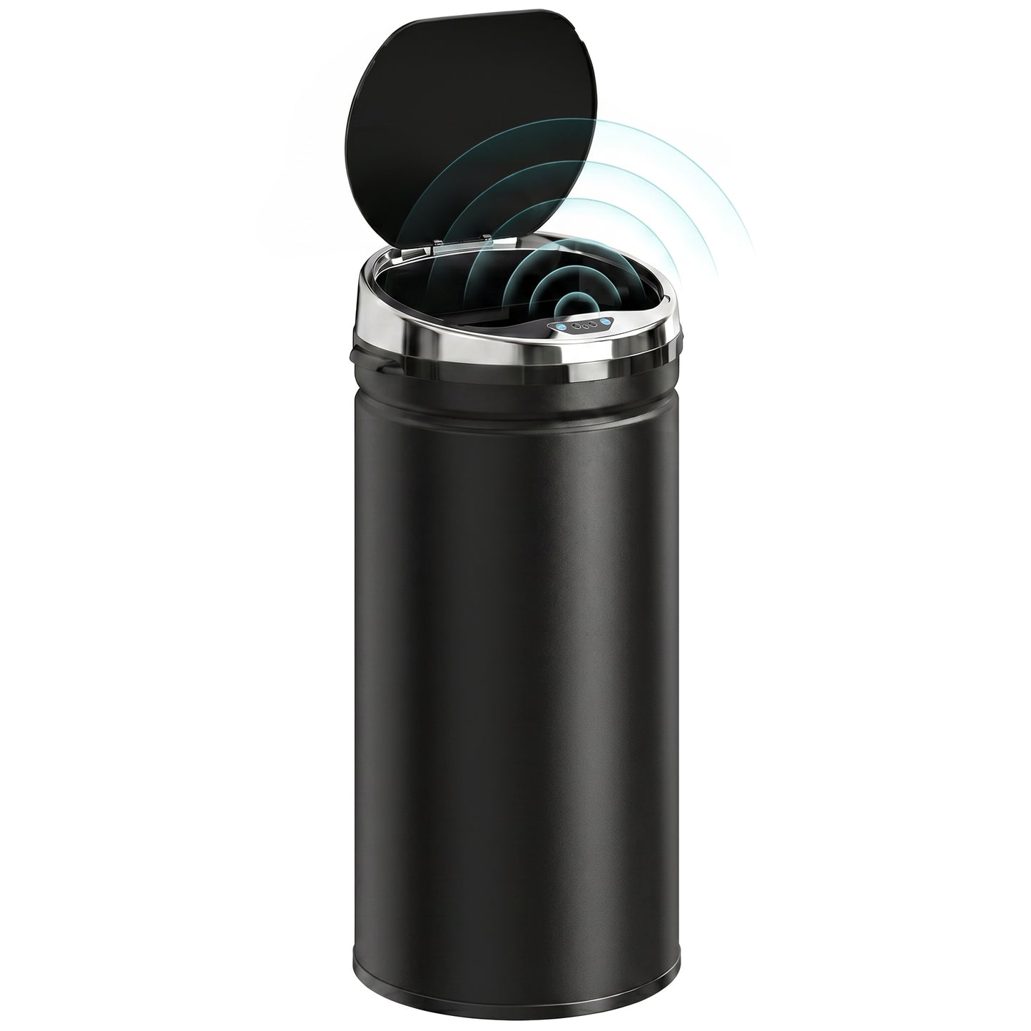 HOMCOM 42L Sensor Bin, Automatic Touchless Rubbish Bin with Soft-Close Lid, Fingerprint Resistant Stainless Steel for Kitchen, Home Office, Recycling and Waste, Black