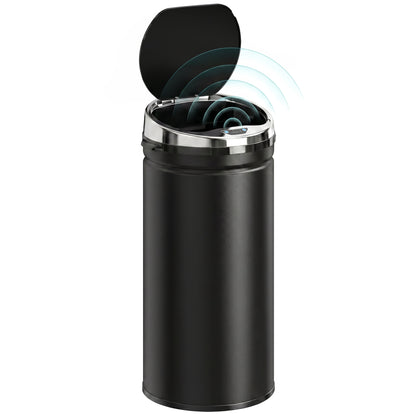 HOMCOM 42L Sensor Bin, Automatic Touchless Rubbish Bin with Soft-Close Lid, Fingerprint Resistant Stainless Steel for Kitchen, Home Office, Recycling and Waste, Black