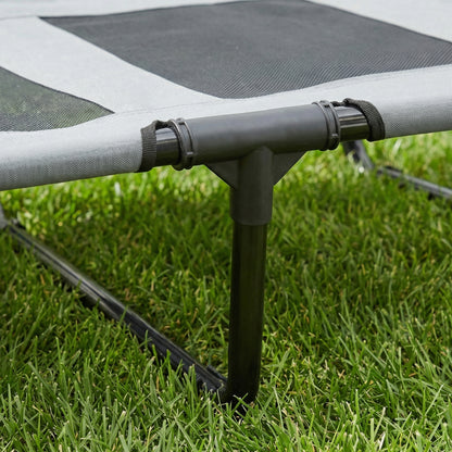 PawHut Outdoor Dog Bed with Removable Canopy, Portable Raised Dog Bed for Camping, Garden & Beach, Water-Resistant UV-Protection Mesh Pet Cot Sun Lounger, for XL Pets, 122 x 92 x 108 cm, Grey-Pet Cots-ChewyGames-ChewyGames