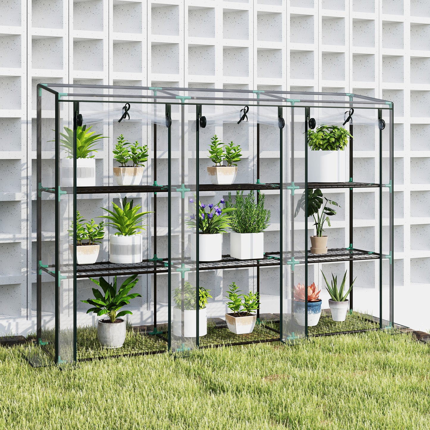 Outsunny 46 x 215cm Nine-Shelf Greenhouse