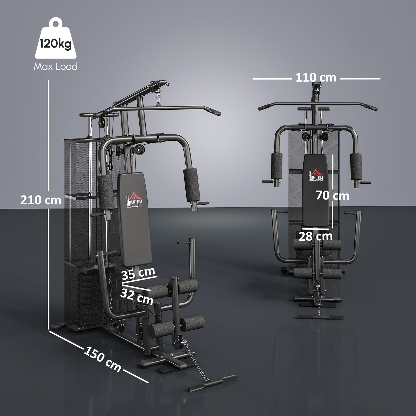 HOMCOM Multifunction Home Gym System Weight Training Exercise Workout Station-Weight Lifting Machines with Pulleys-ChewyGames-ChewyGames