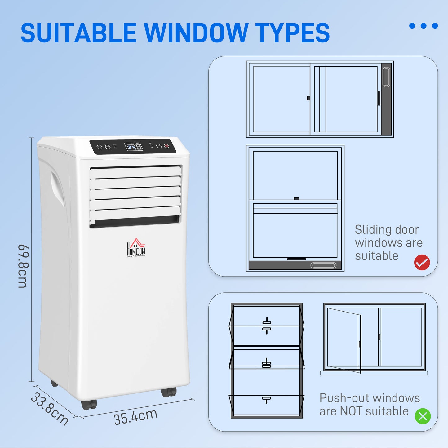 HOMCOM 9000 BTU Air Conditioning Unit, 3-in-1 Portable Air Conditioner, Dehumidifier, Cooling Fan with Remote Control, Digital Display, 2 Speeds, 24H Timer, Window Venting Kit, 28m²--ChewyGames-ChewyGames