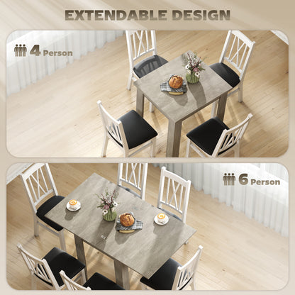 HOMCOM Folding Dining Table for 4-6, Rectangular Extendable Drop Leaf Table for Small Spaces, 140 x 80 x 77.5 cm, Grey