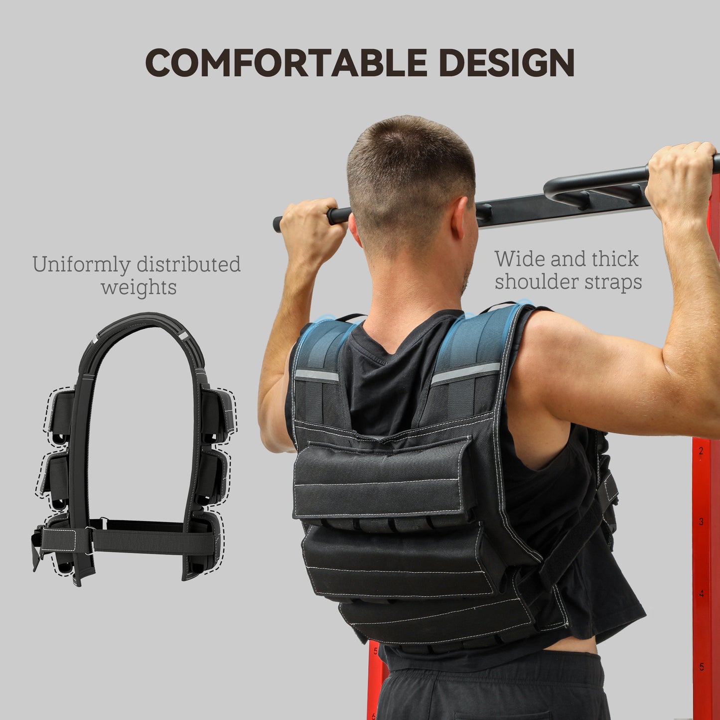 SPORTNOW 30KG Adjustable Weighted Vest, Running Weight Vest, with 30 Metal Weights, Reflective Strips, for Running, Exercise