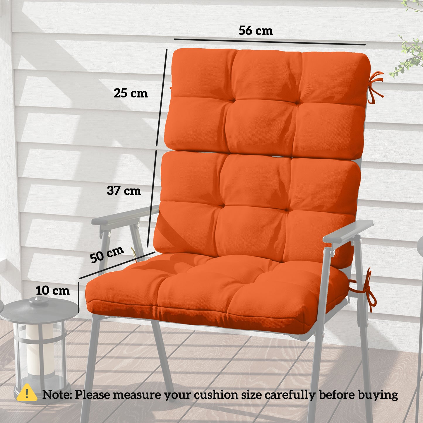 Outsunny Set of Two Padded Outdoor Seat Cushions - Orange