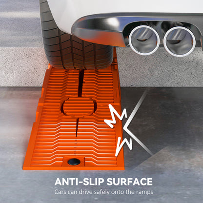 DURHAND 2 PCs Car Ramps Heavy Duty 2.5 Ton Motorhome Levelling Ramps, Plastic Garage Workshop Car Lift, Portable Automotive Vehicle Campervan Car Ramp, Orange