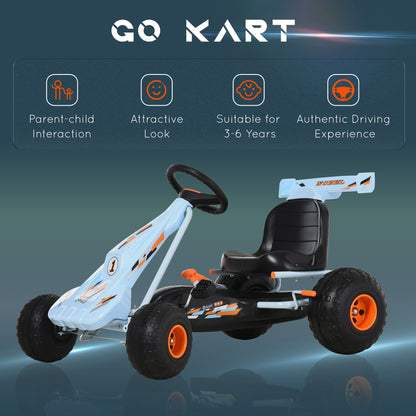 HOMCOM Pedal Go Kart, Kids Ride On Race Car with Brake, Gears Shift, Steering Wheel, Adjustable Seat, Gift for Boys and Girls 3-6 Years Outdoor, Blue