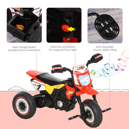 HOMCOM Trike for Kids, Toddler Pedal Motorcycle, Kids Ride On Tricycle Early Learning w/ Music Lights Handlebar Stickers Exercise Boys Girls Gift for 18 - 36 Months Red