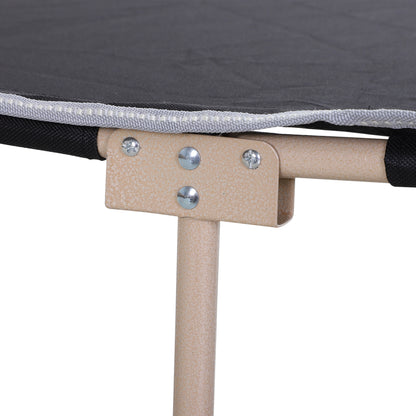 Outsunny Single Person Camping Bed Folding Cot Outdoor Patio Portable Military Sleeping Bed Travel Guest Leisure Fishing with Side Pocket and Carry Bag - Black