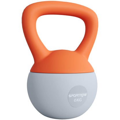 SPORTNOW 6KG Soft Kettlebell with Non-Slip Handle, for Home Gym, Weight Lifting, Strength Training, Orange/Grey-Kettlebells-ChewyGames-ChewyGames